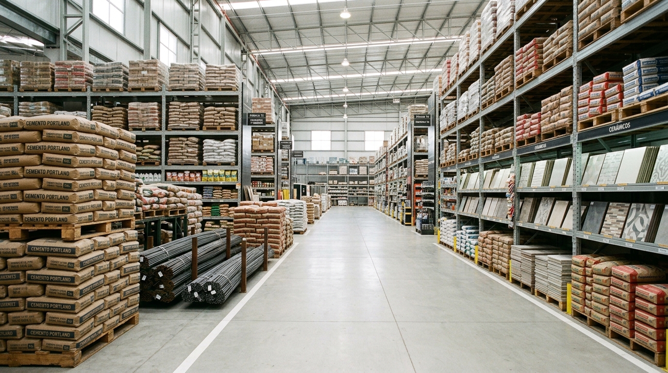 Depósito de Marranghello Materiales con materiales de construcción en estanterías